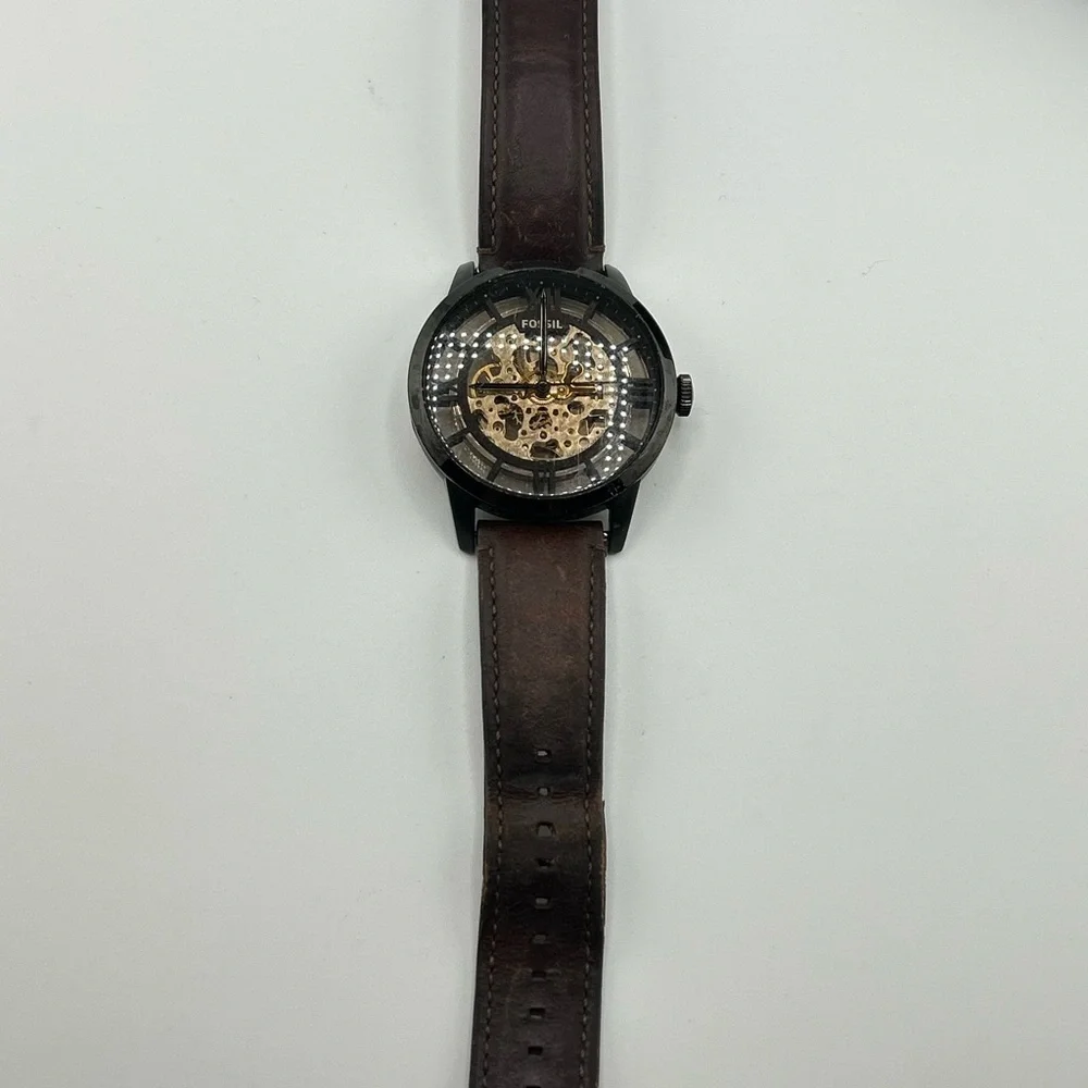 Fossil mens Automatic Townsman Dark Brown Leather Strap Watch 564